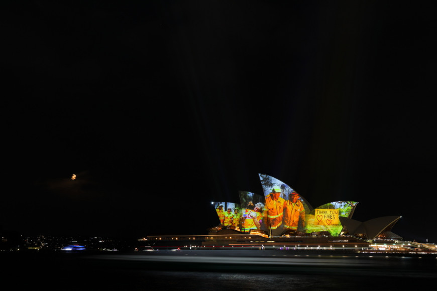 Sydney Opera House Lit Up With A Special Thank You To Australia's Firefighters