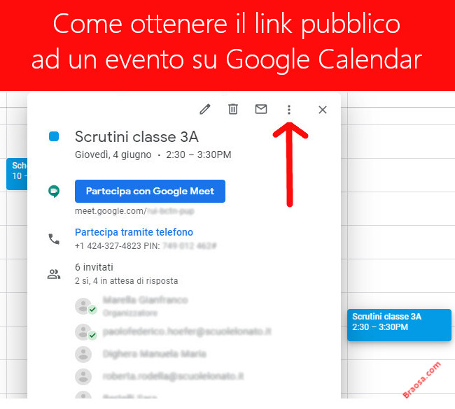 CONDIVIDERE UN EVENTO GOOGLE CALENDAR CON UN LINK PUBBLICO