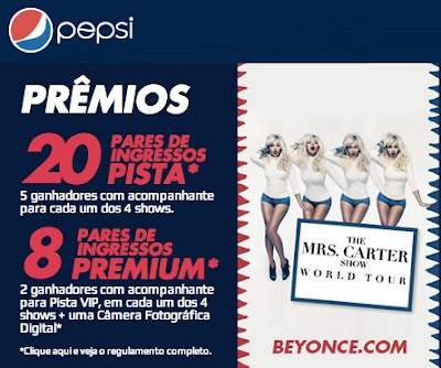 como faço para participar promoção Pepsi show Beyoncé 2013?