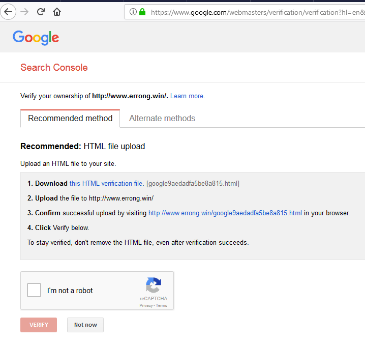 Search Console Verify Ownership