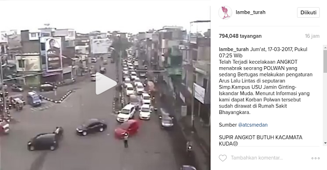 Video Angkot Tabrak Polwan, Netizen "Supirnya gak punya mata apa???? Sepertix disengaja 