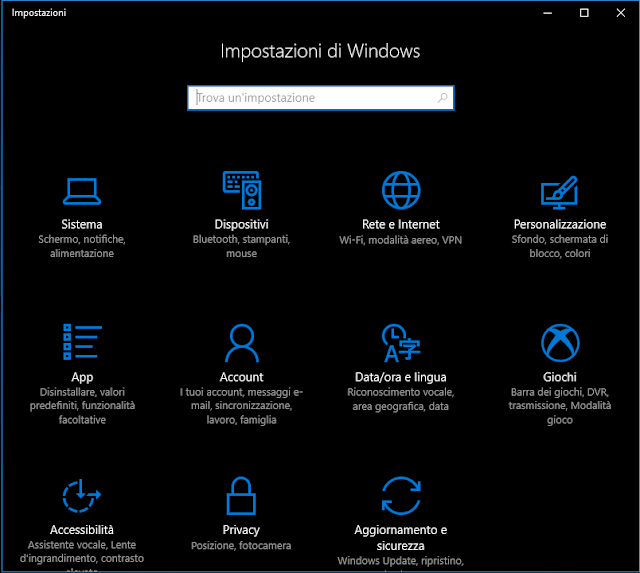 Windows 10, Tema scuro Windows 10, Tema scuro