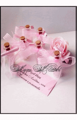 Подаръче розов кварц с панделка над 20 бр