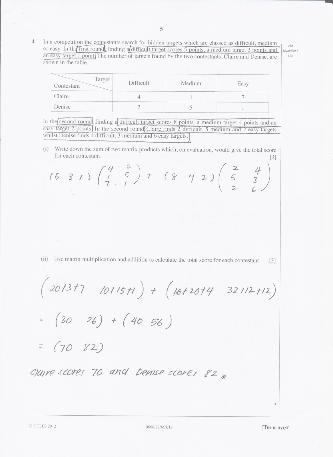 IGCSE Add Maths Working Answers [0606/22] Paper 2 2012 (May/June) - mr
