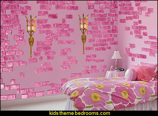 Decorating Theme Bedrooms Maries Manor Pumpkin Bed Pink Castle Brick Wall Decals Princess Style Bedrooms