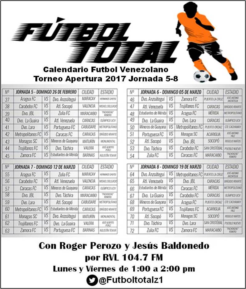 Calendario Torneo Apertura 2017
