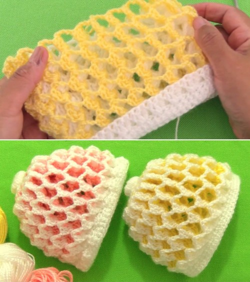 Crochet 3D Reversible Beanie In Two Colors - Tutorial 