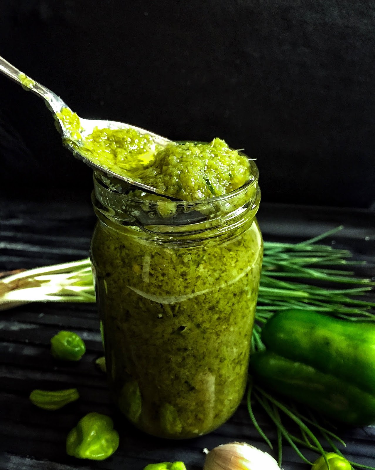 Akitchenfaraway SPICY GREEN CHILI SAUCE (kpakposhito sauce)