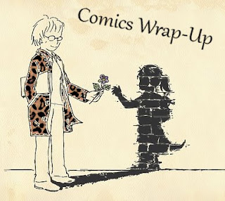 comics wrap-up title image with manga-style woman handing a flower to her shadow