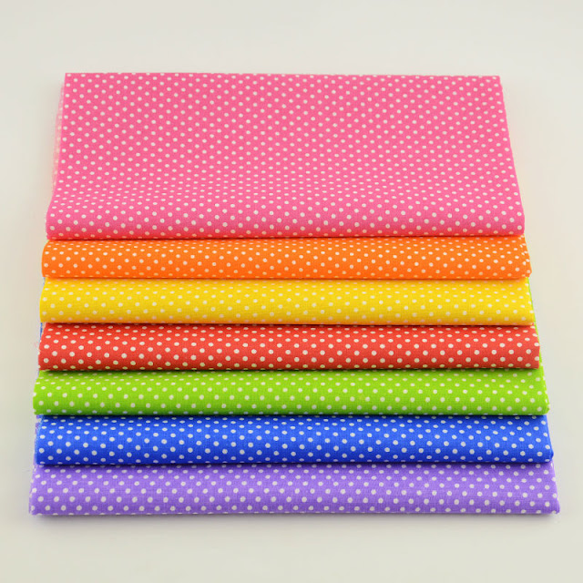 Booksew Mini White Dots 7PCS 100% Cotton Plain Fabric Curtain Home Textiles Patchwork Tela Tecido Quilting Meter