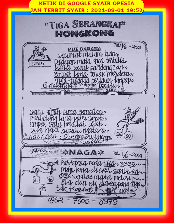 10 Syair opesia hk 1 agustus 2021 16 Desember