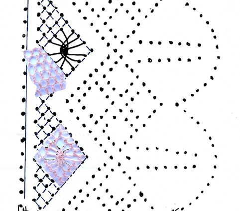 oto 4: fotomontaje torchones y milano o araña sobre esquema-picado puntilla de encaje de bolillos número 1