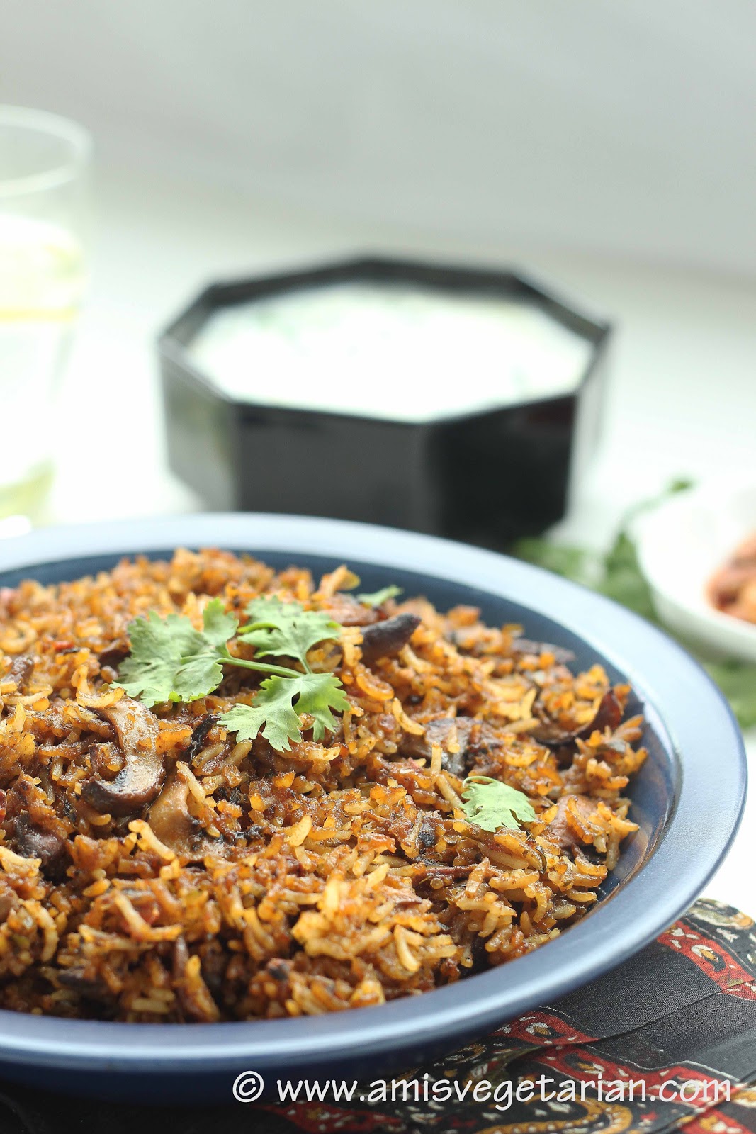 Ami's Vegetarian Delicacies Mushroom Biryani Fragrant Basmati rice