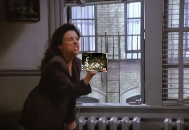 Elaine threatening Fallout 4 Seinfeld Elaine Benes Fallout 4 The Beard George wig