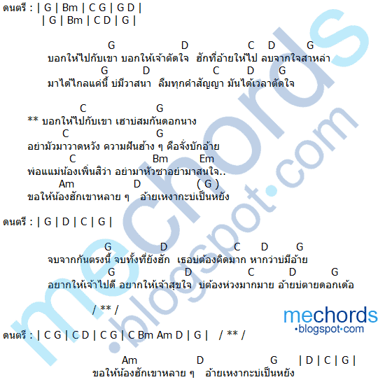 คอร์ดเพลง บอกให้ไปกับเขา ดุ่ย เชียงรัมย์