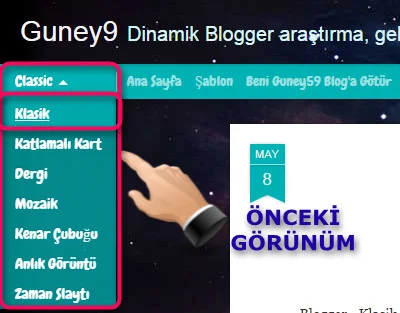 Dinamik Blogger menü çubuğu