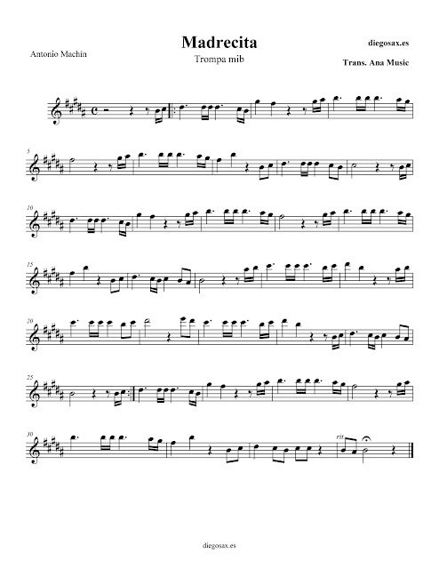  PARTITURA "MADRECITA" de ANTONIO MACHÍN - TROMPA F y Eb - sheet music for horn F & Eb
