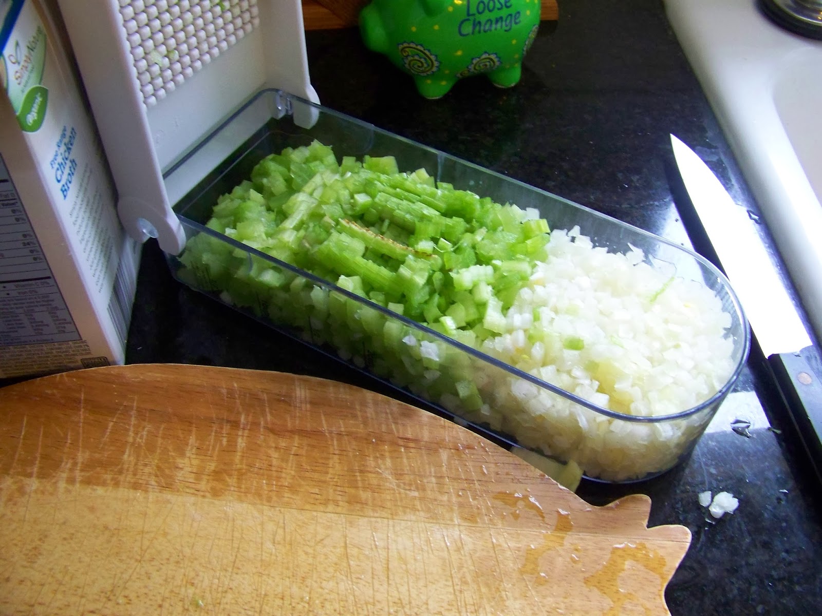 the chopped celery and onion