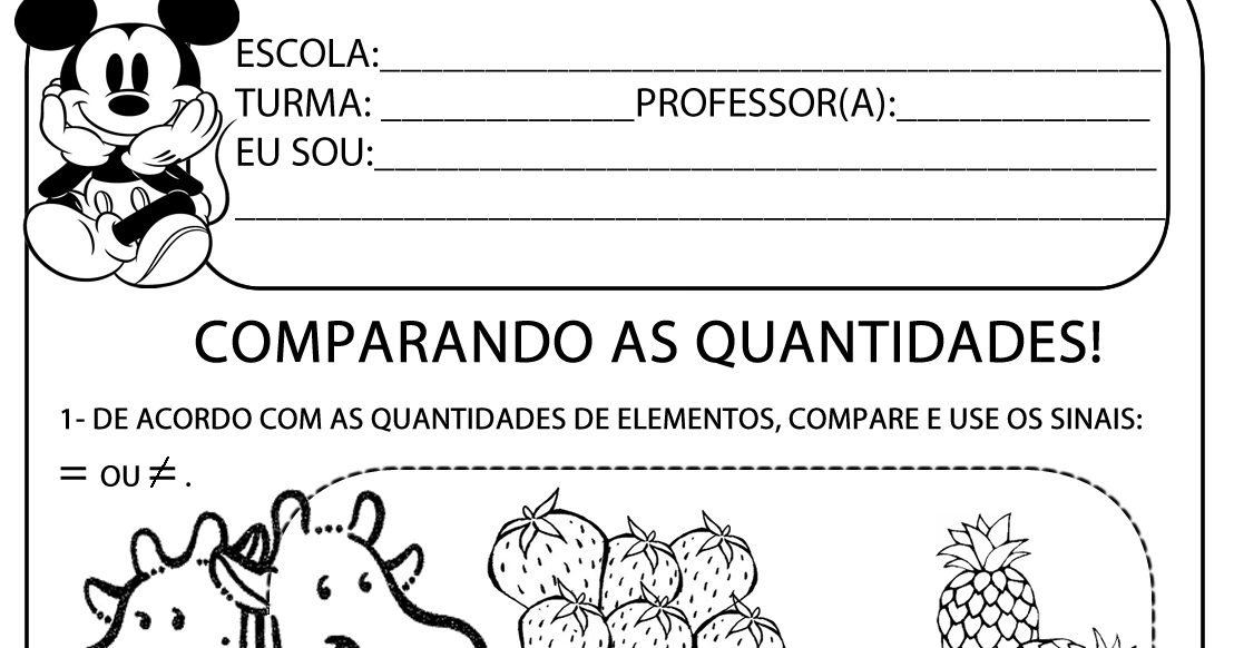 Atividade pronta - Comparando quantidades com sinais - A Arte de Ensinar e  Aprender