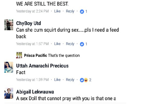 Some Nigerian guys say women are jealous of the new Sex Dolls...lol