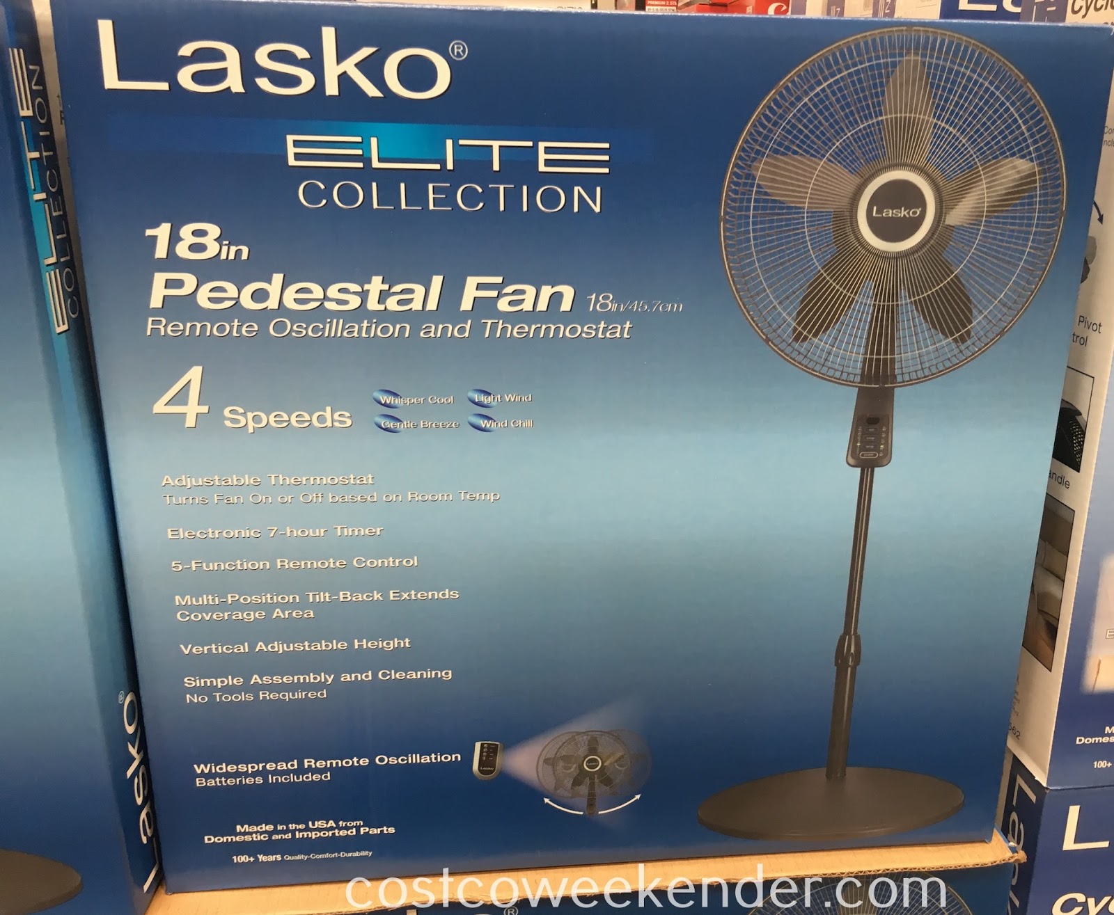 Lasko S18961 Elite Collection 18in Pedestal Fan with Remote Oscillation