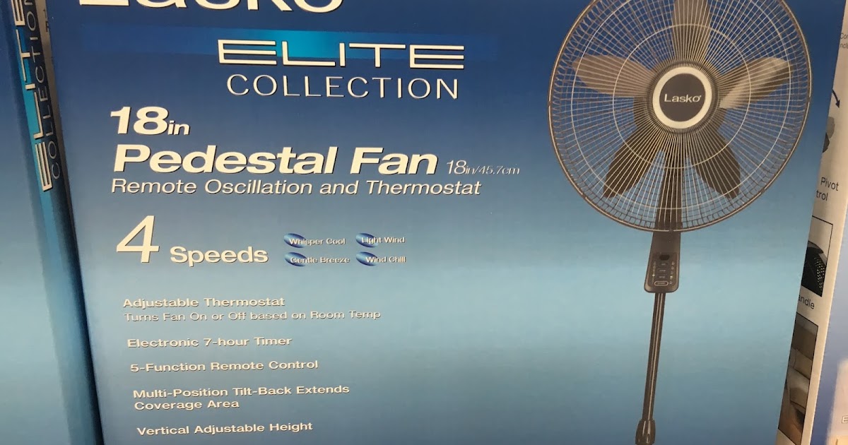 Lasko S18961 Elite Collection 18in Pedestal Fan with Remote Oscillation