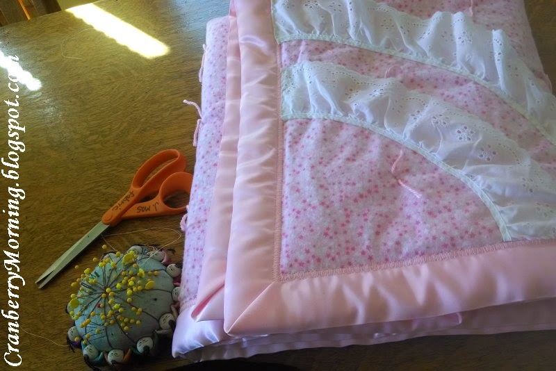 Cranberry Morning Flannel Baby Blanket with Satin Edge, Piglet