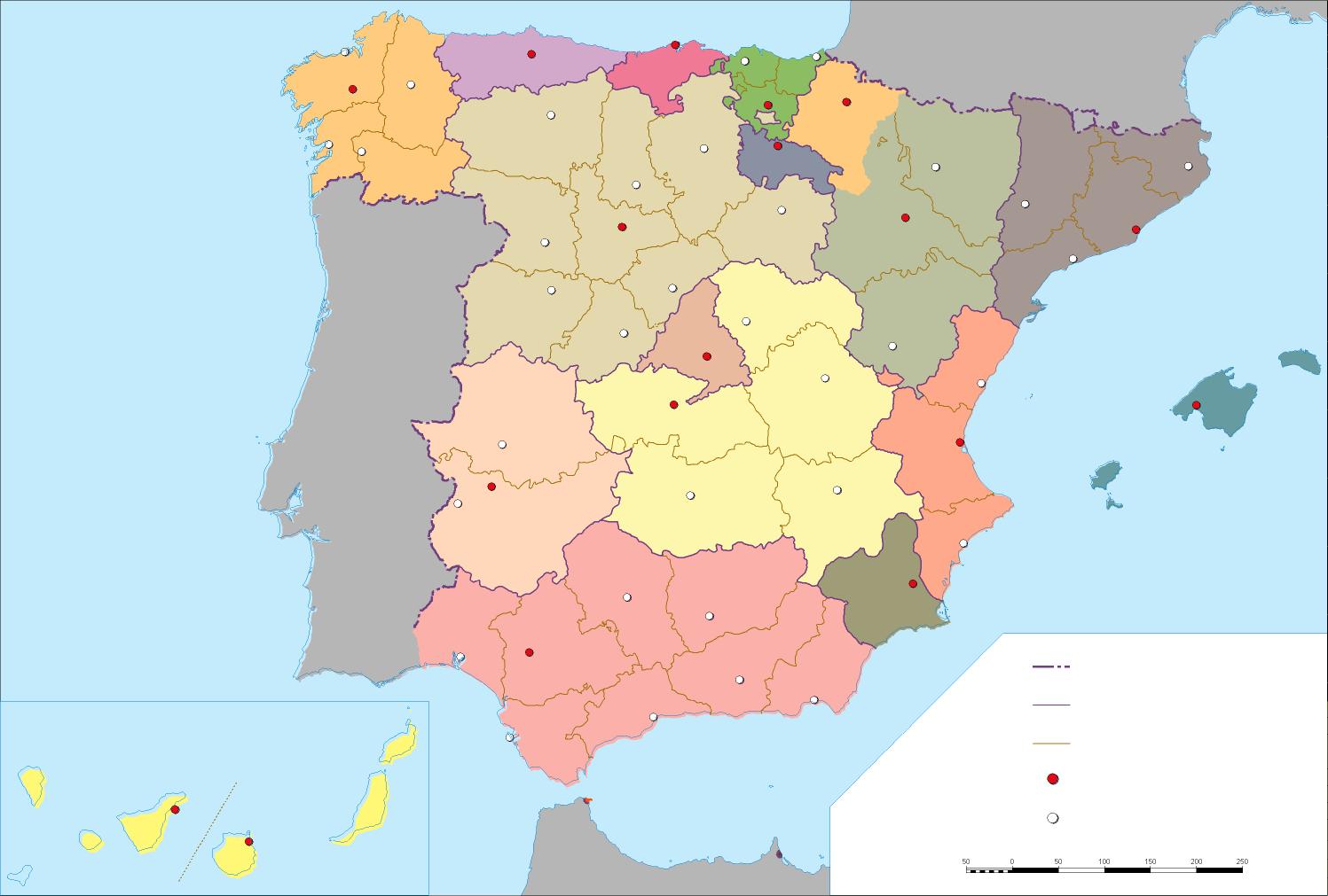 Mapa De España Mapa Político De España Sin Nombres
