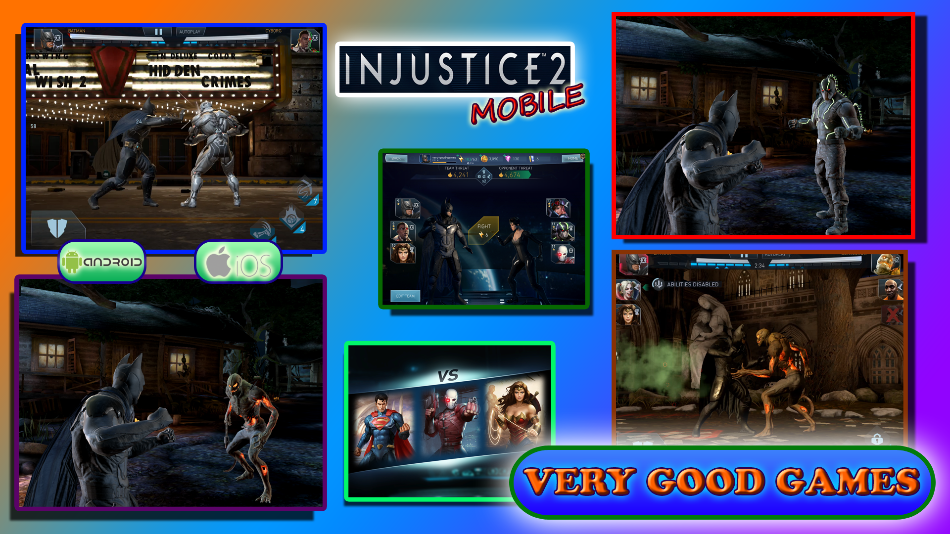 Screenshots from Injustice 2 Mobile - a free fighting game for tablets and smartphones