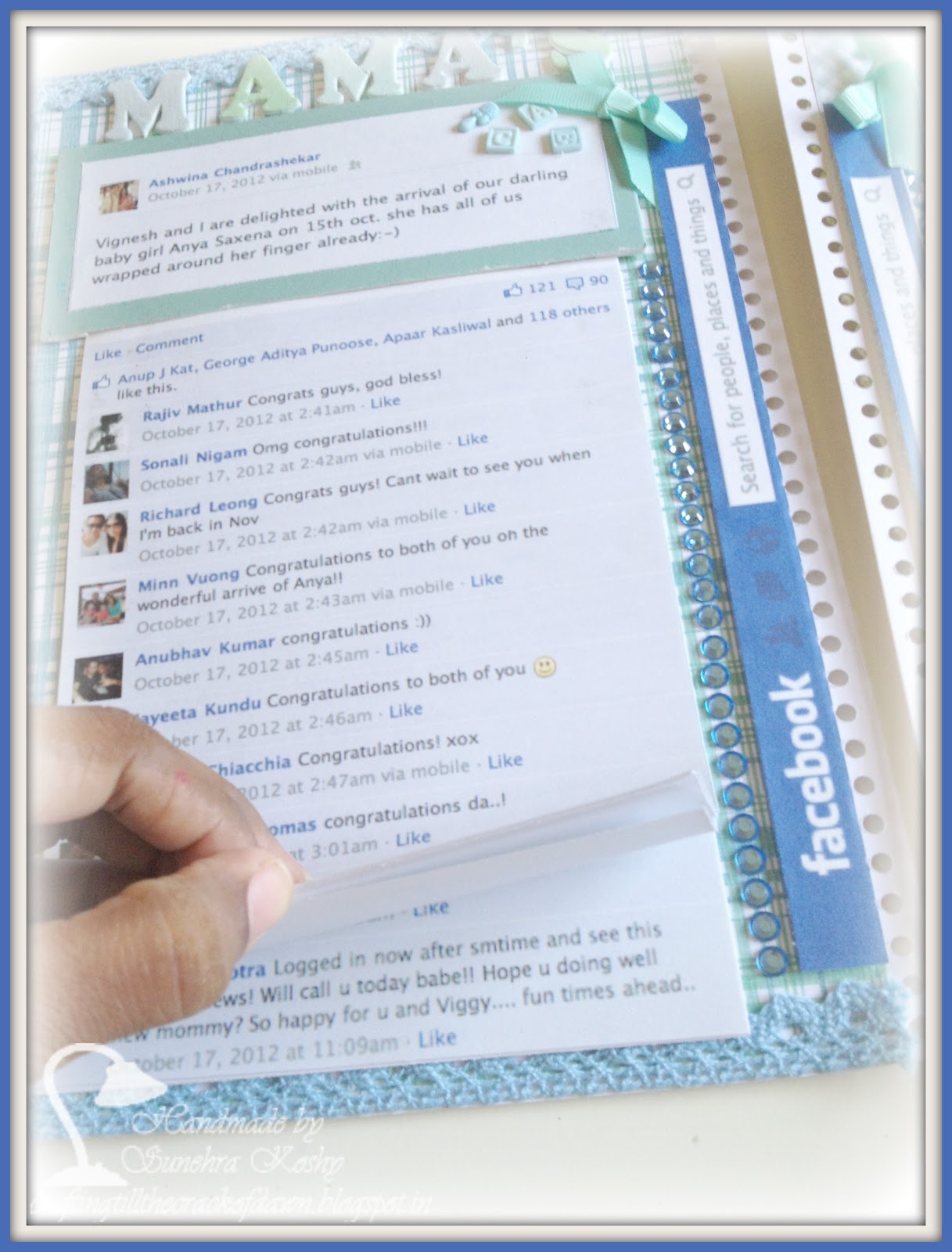 Crafting Till The Crack of Dawn Displaying Facebook wishes on a Scrapbook