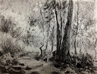 Study work of landscape created using willow charcoal. By Manju Panchal