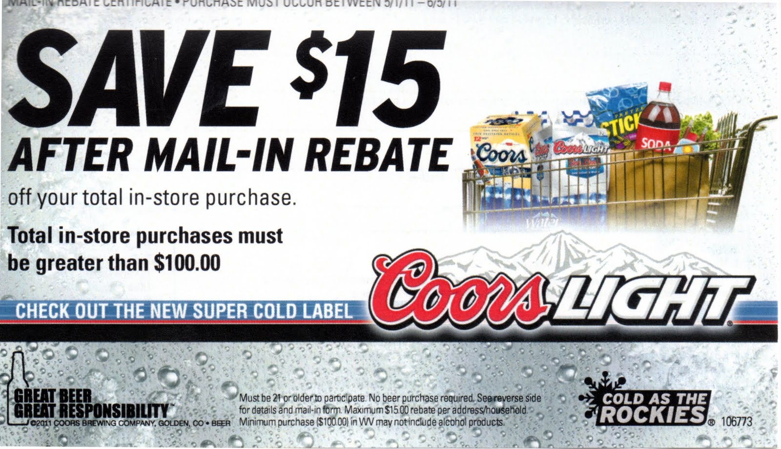 Coupon STL Coors Beer Rebate 15 On In Store Purchase