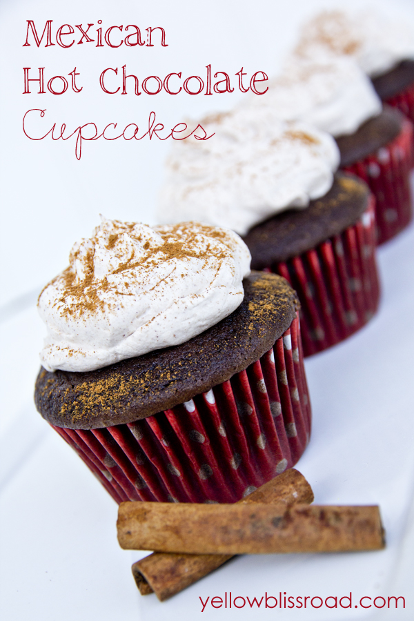 Mexican Hot Chocolate Cupcakes with Cinnamon Whipped Cream Frosting - a perfect treat for Cinco de Mayo parties!