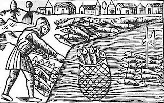 Herring fishing in Scania by Olaus Magnus published in 1555