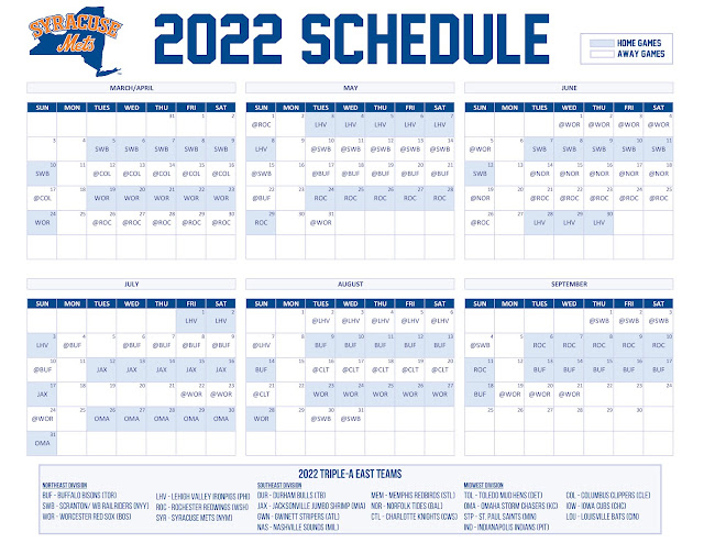 Press Release: Syracuse Mets Announce 2022 Schedule