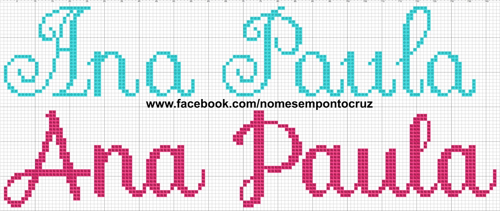 Gráficos de Nomes em Ponto Cruz: Nome Ana Paula em Ponto Cruz