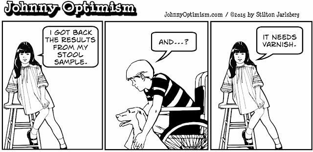 johnny optimism, medical, humor, sick, jokes, boy, wheelchair, doctors, hospital, stilton jarlsberg, stool sample