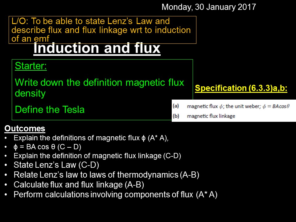 Mr Lloyd's Interactive Board Y13 Lenz's law and flux