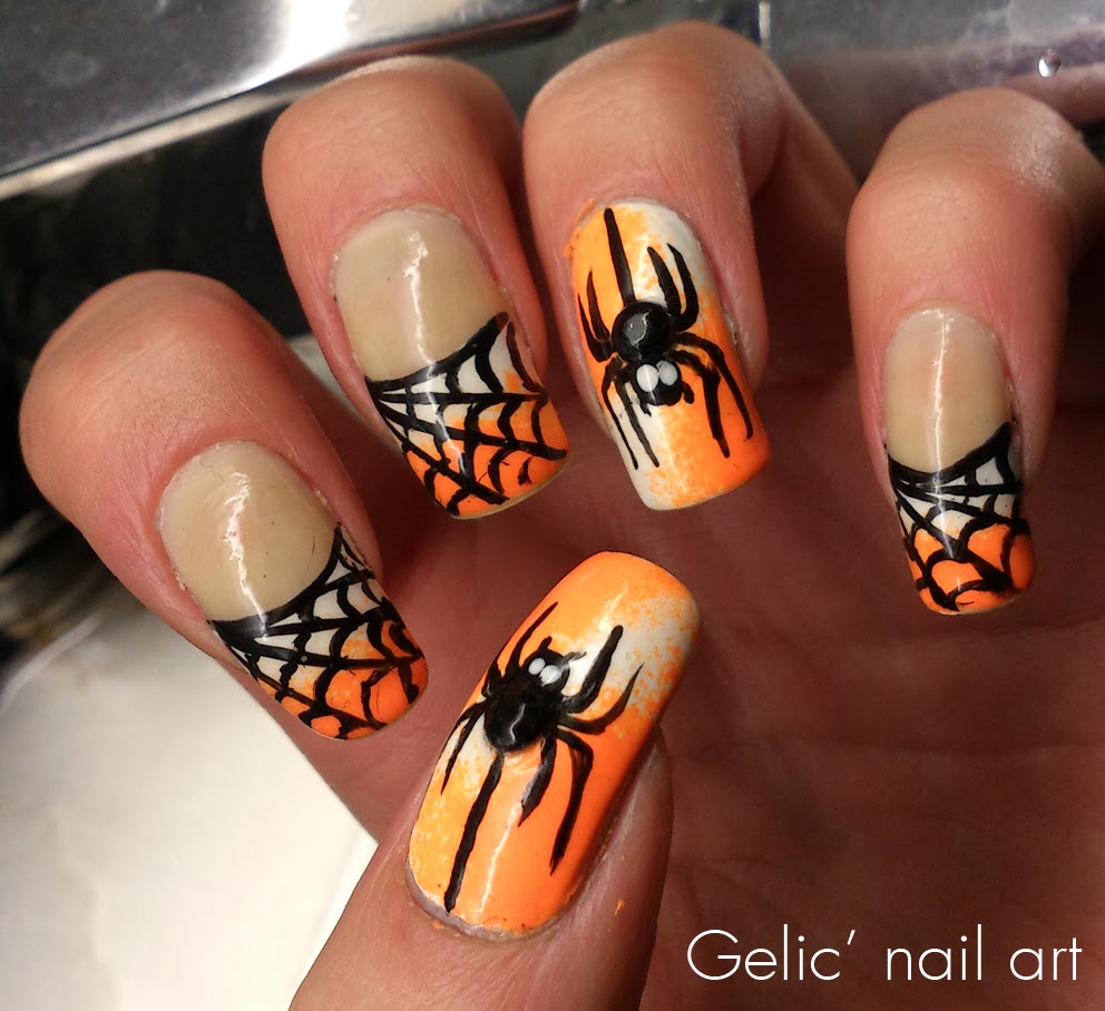 Gelic' nail art: Halloween spider funky french