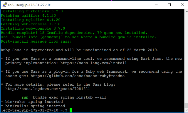 Amazon Linux 2でのRuby on Railsアプリケーション作成完了