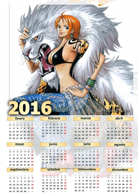 calendario 2016 one piece