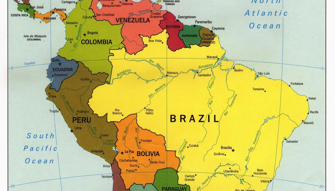 Sydamerika Karta över Region Politiska