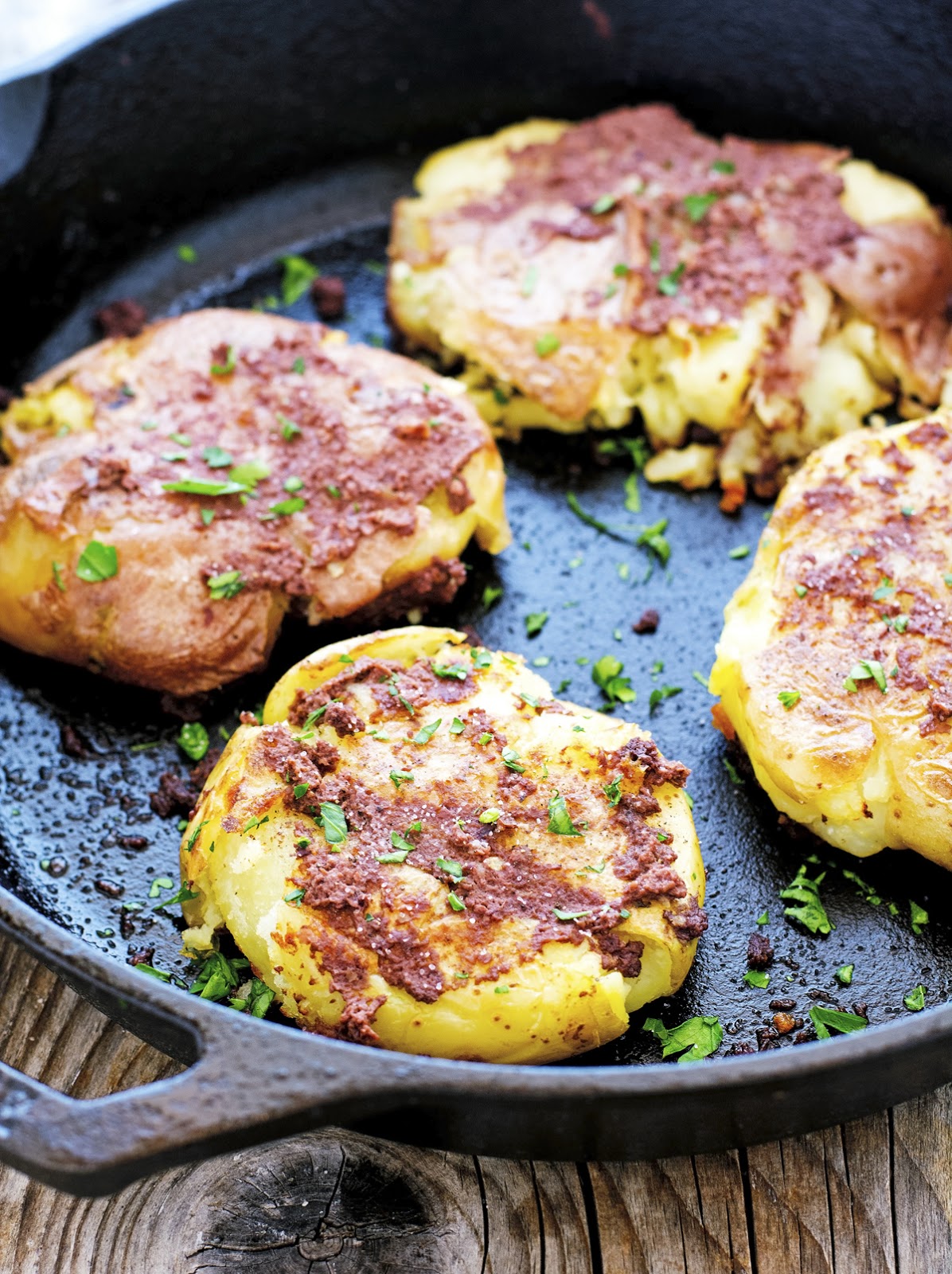 The Iron You Smashed Potatoes with Tapenade