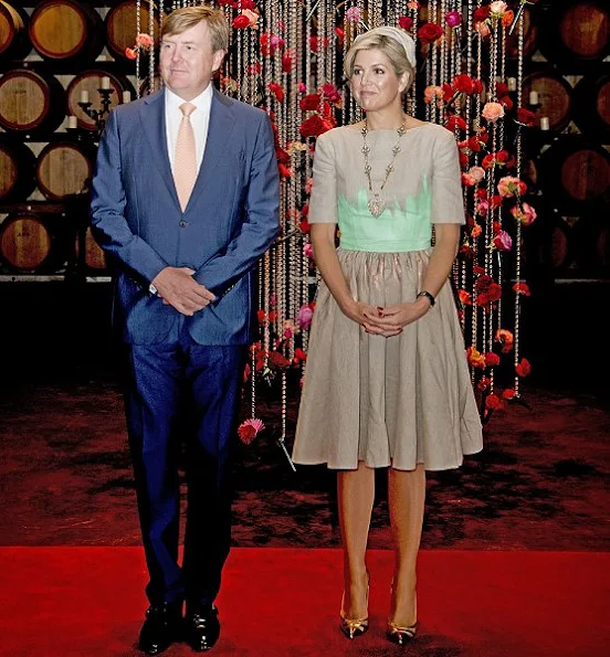 Queen Maxima Mattijs van Bergen Dress,  Jimmy Choo Tilly Pumps, Natan Clutch