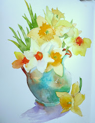 daffodils watercolor watercolour painting watercolors laura yellow watercolours