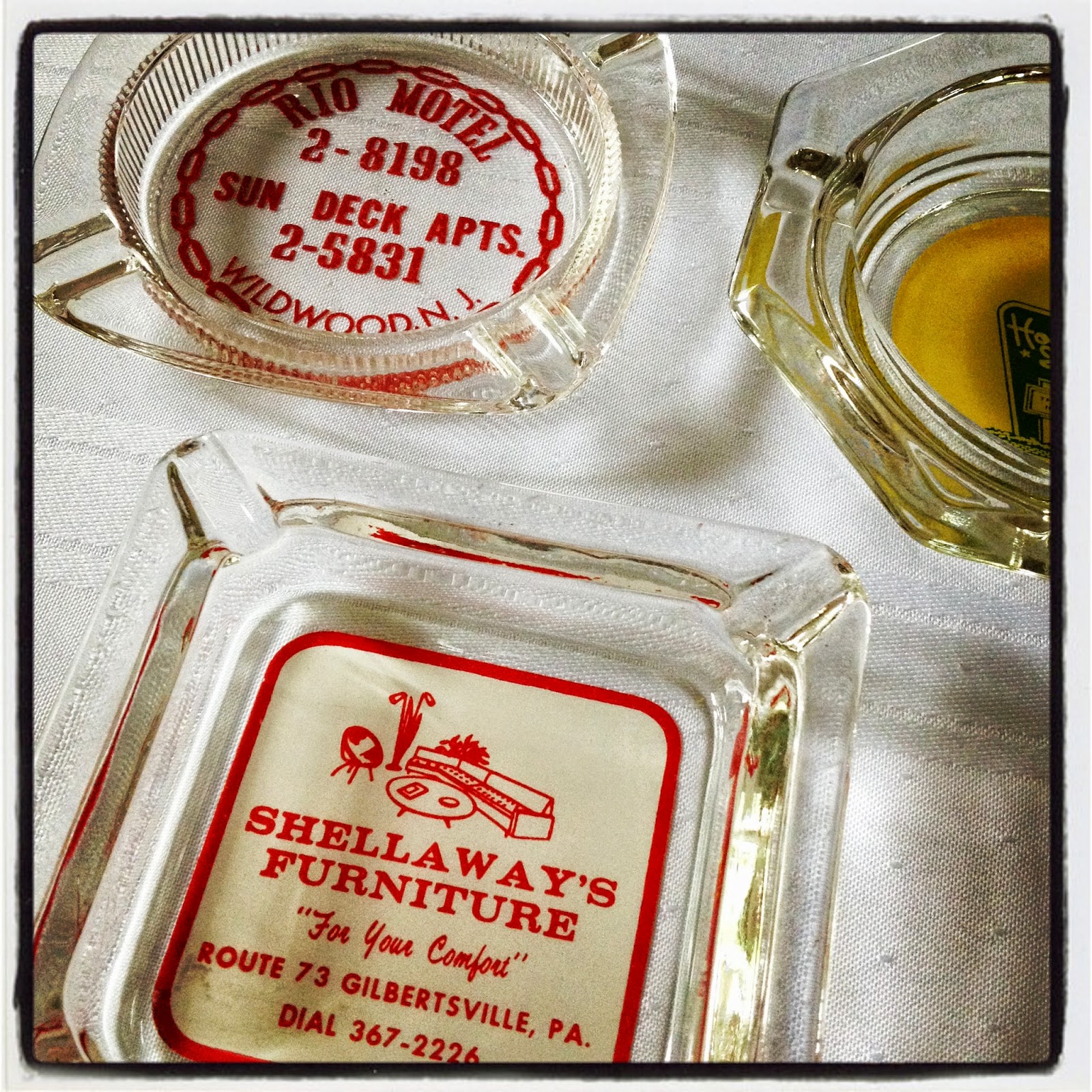 I Love Collecting VINTAGE GLASS ASHTRAYS with ADVERTISING