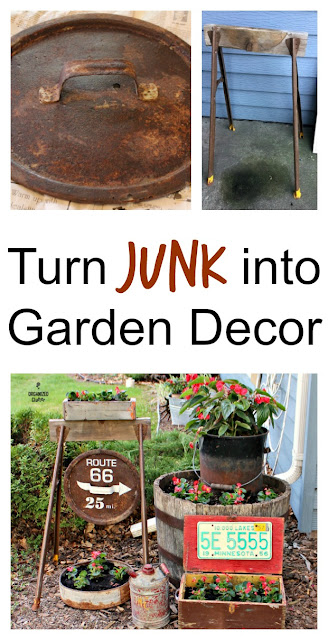 Garden Junk and Wax Begonias #signs #oldsignstencils #gardenjunk #junkgarden #waxbegonias #dragonwingbegonias #outdoordecorating