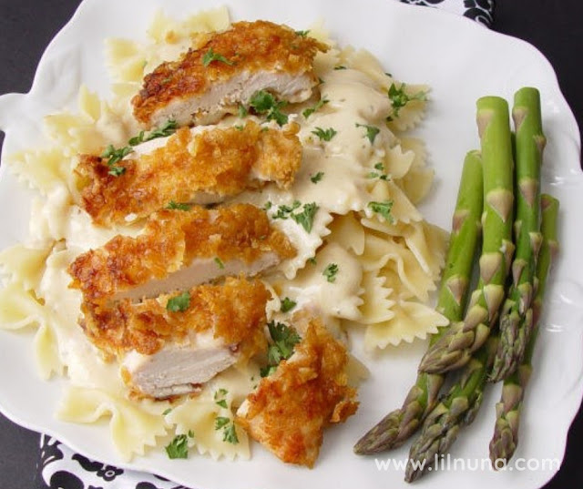 Crispy Chicken With Italian Sauce And Bowtie Noodles
