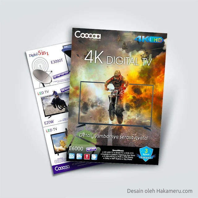 Desain flyer A5 produk elektronik TV LED Coocaa