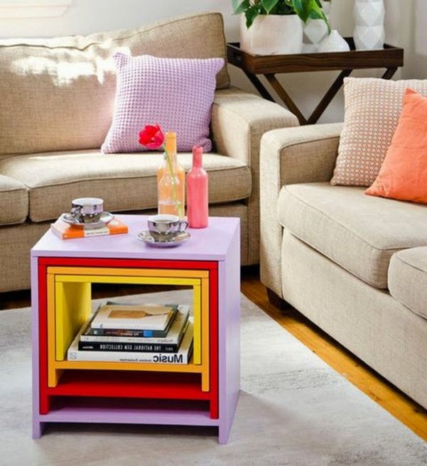 Interior design designer living room with nest tables